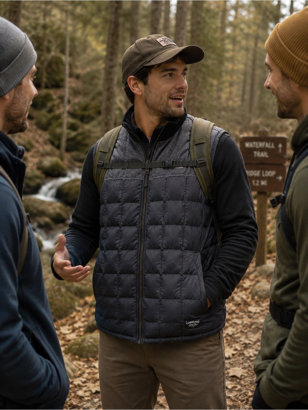 Timberland Men's Quilted Vest in Dark Gray
